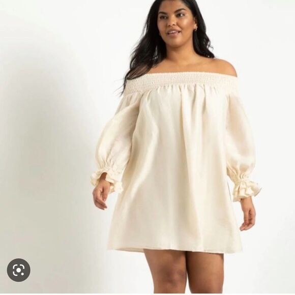 Eloquii Off The Shoulder Ruffle Sleeve Dress NWT - Picture 1 of 3